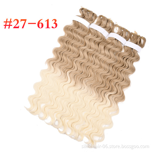 28inches Long Body Wave Crochet Braids Hair Pre Feathered Hybrid Water Wave Ombre Blonde Braiding Hair Synthetic Hair Extensions